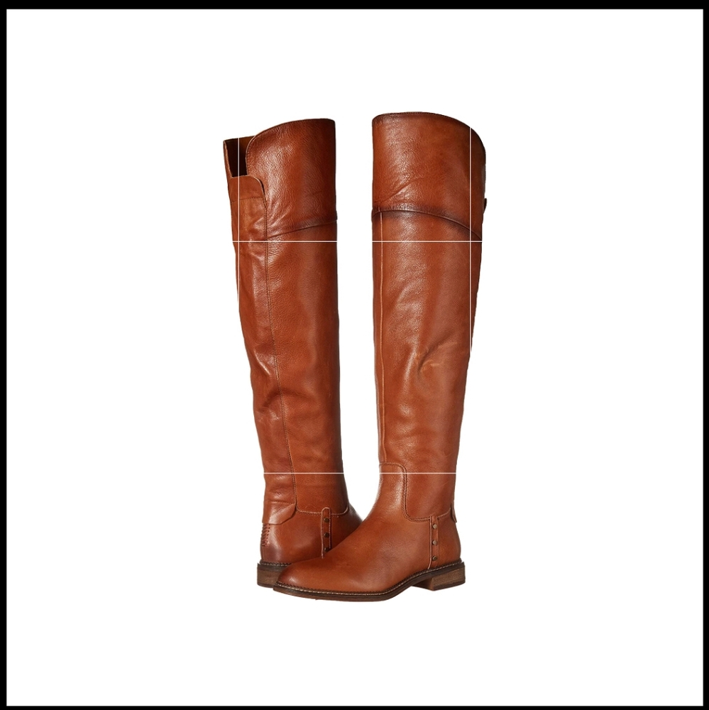 ❤ NWBOX FRANCO SARTO L-HALEEN WC, COGNAC LE Over the knee leather Size 7M